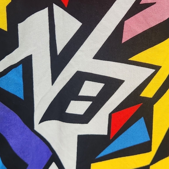 Women's Button Blouse Xlarge Artsy Pop Funky Geometric Festival Concert - Picture 9 of 14